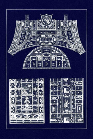 Decorative Painting in the Roman Vaults (Blueprint) Black Ornate Wood Framed Art Print with Double Matting by Buhlmann, J.