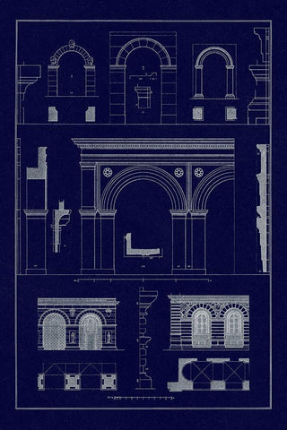 Gateways, Arches and Arcades (Blueprint) Black Ornate Wood Framed Art Print with Double Matting by Buhlmann, J.