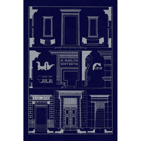 Doorways (Blueprint) White Modern Wood Framed Art Print by Buhlmann, J.