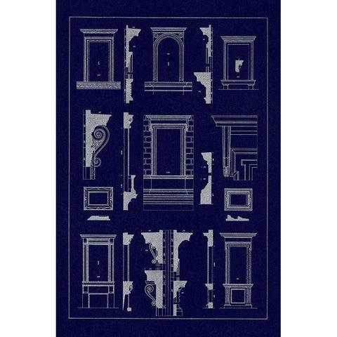 Widows of the Renaissance (Blueprint) Black Modern Wood Framed Art Print with Double Matting by Buhlmann, J.