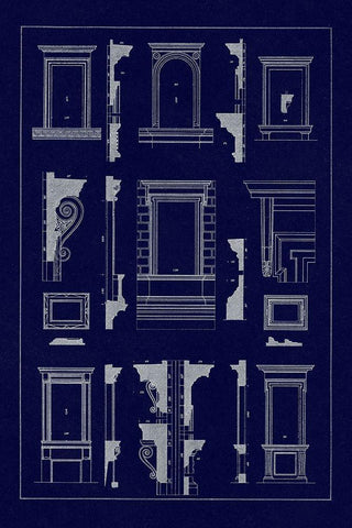 Widows of the Renaissance (Blueprint) White Modern Wood Framed Art Print with Double Matting by Buhlmann, J.
