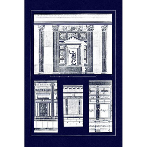 Wall Facing with Marble (Blueprint) White Modern Wood Framed Art Print by Buhlmann, J.