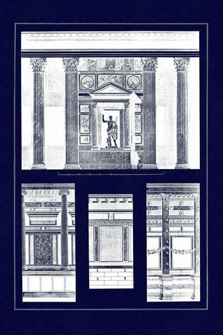 Wall Facing with Marble (Blueprint) Black Ornate Wood Framed Art Print with Double Matting by Buhlmann, J.