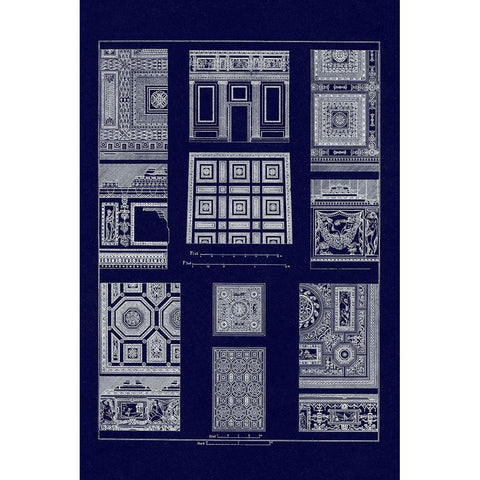 Ceilings with Bays (Blueprint) Gold Ornate Wood Framed Art Print with Double Matting by Buhlmann, J.