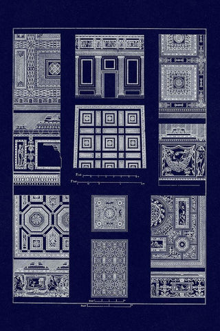 Ceilings with Bays (Blueprint) White Modern Wood Framed Art Print with Double Matting by Buhlmann, J.