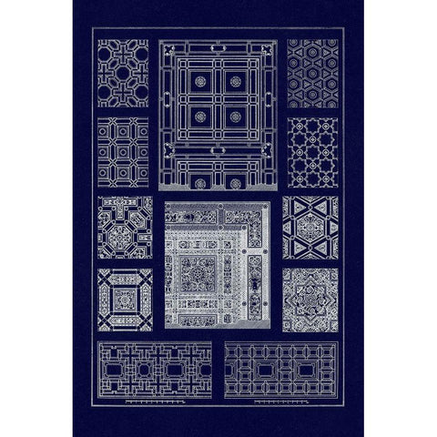 Ceilings with Bays and Mouldings (Blueprint) White Modern Wood Framed Art Print by Buhlmann, J.