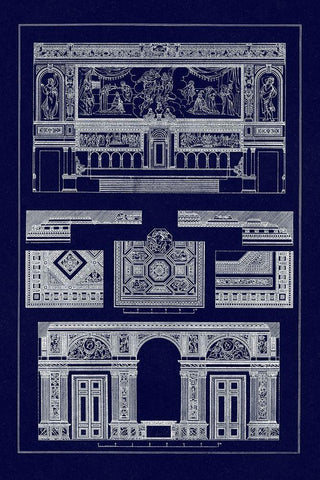 Decoration of Large Halls (Blueprint) White Modern Wood Framed Art Print with Double Matting by Buhlmann, J.