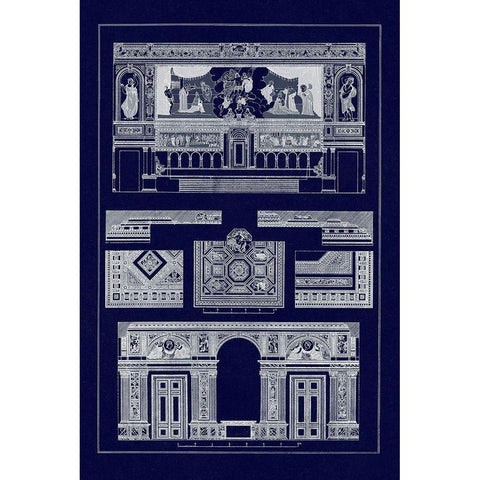 Decoration of Large Halls, Polychrome (Blueprint) Gold Ornate Wood Framed Art Print with Double Matting by Buhlmann, J.