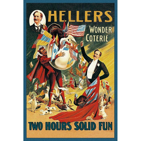 Magicians: Hellers Wonder Coterie Gold Ornate Wood Framed Art Print with Double Matting by Friedlander, Adolph