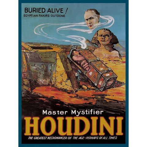 Magicians: Literary Digest: Houdini Buried Alive White Modern Wood Framed Art Print by Unknown