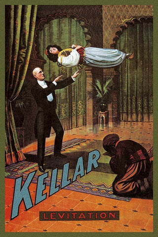 Magicians: Kellar: Levitation Black Ornate Wood Framed Art Print with Double Matting by Unknown