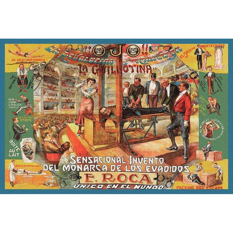Magicians: Guillotina: F. Roca Gold Ornate Wood Framed Art Print with Double Matting by Unknown
