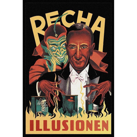 Magicians: Recha Illusionen White Modern Wood Framed Art Print by Unknown