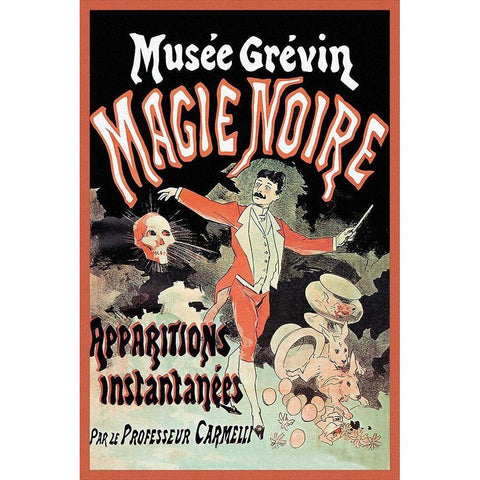 Magicians: Musee Grevin Magie Noire: Apparitions Instantanees par le Professeur Carmelli Black Modern Wood Framed Art Print with Double Matting by Cheret, Jules