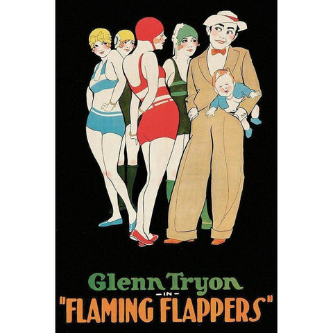 Vintage Film Posters: Flaming Flappers Gold Ornate Wood Framed Art Print with Double Matting by Unknown