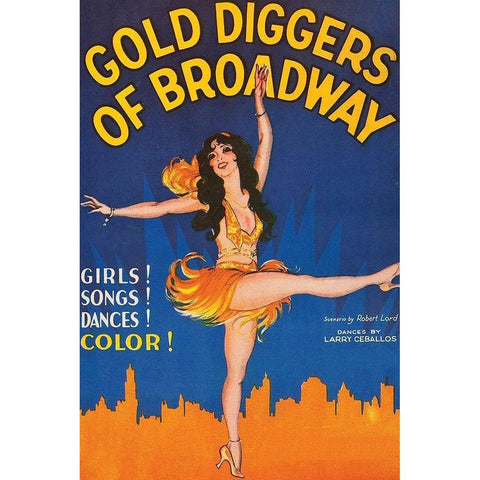 Vintage Film Posters: Gold Diggers of Broadway Gold Ornate Wood Framed Art Print with Double Matting by Unknown