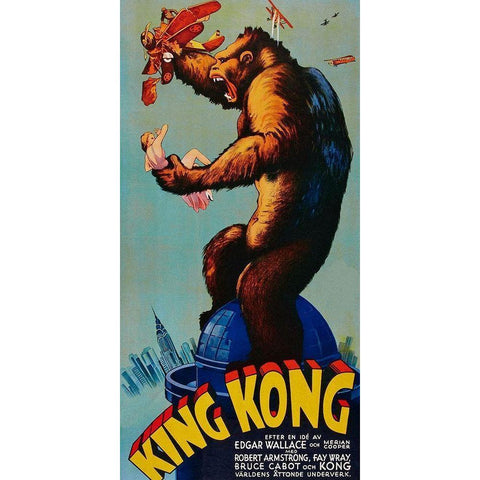 Vintage Film Posters: King Kong Black Modern Wood Framed Art Print with Double Matting by Unknown