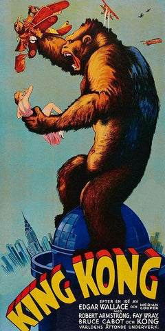 Vintage Film Posters: King Kong Black Ornate Wood Framed Art Print with Double Matting by Unknown