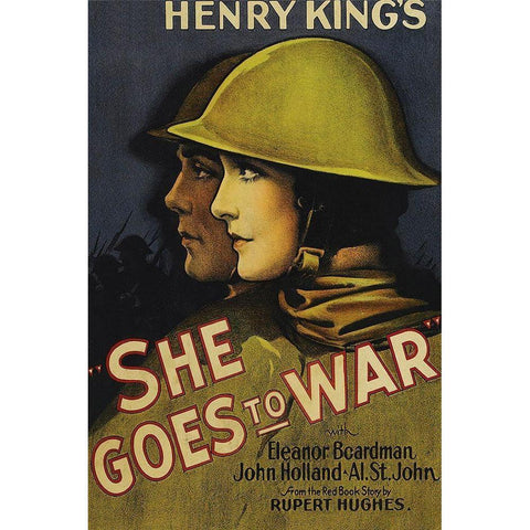 Vintage Film Posters: She Goes to War Black Modern Wood Framed Art Print with Double Matting by Unknown