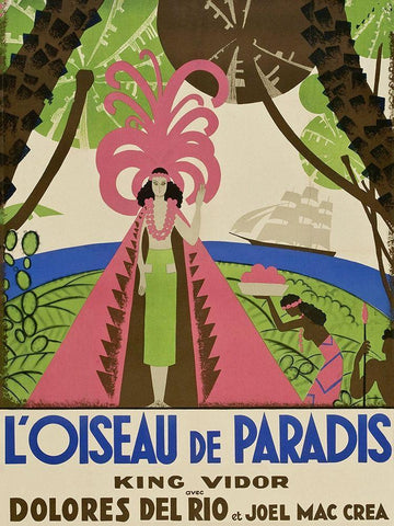 Vintage Film Posters: Bird of Paradise Loiseau de Paradis Black Ornate Wood Framed Art Print with Double Matting by Unknown