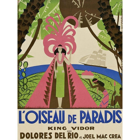 Vintage Film Posters: Bird of Paradise Loiseau de Paradis White Modern Wood Framed Art Print by Unknown