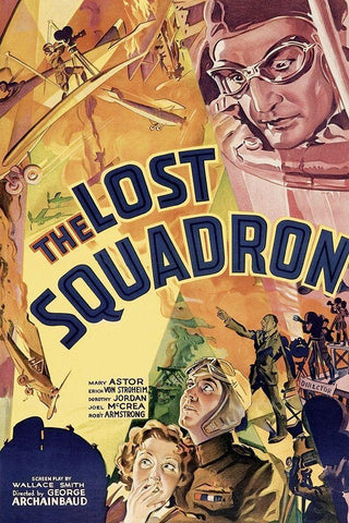 Vintage Film Posters: Lost Squadron White Modern Wood Framed Art Print with Double Matting by Unknown