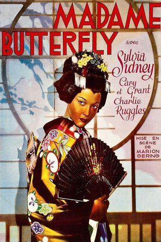 Vintage Film Posters: Madame Butterfly White Modern Wood Framed Art Print with Double Matting by Unknown