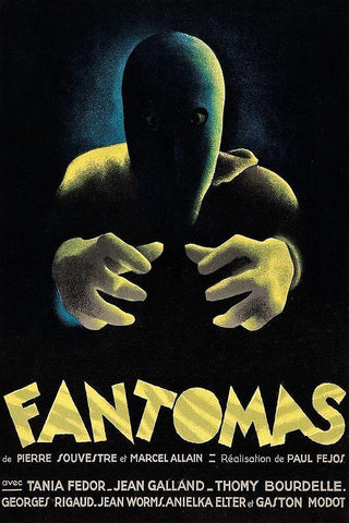 Vintage Film Posters: Phantoms Fantomas Black Ornate Wood Framed Art Print with Double Matting by Unknown