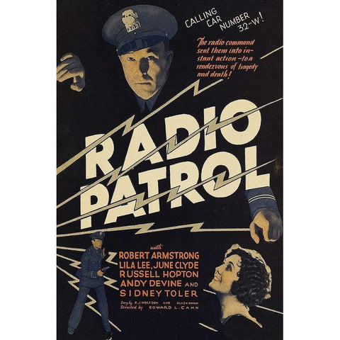 Vintage Film Posters: Radio Patrol Black Modern Wood Framed Art Print with Double Matting by Unknown