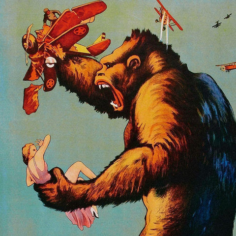 Vintage Film Posters: King Kong - Detail Black Modern Wood Framed Art Print with Double Matting by Unknown