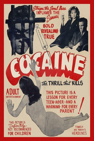 Vintage Vices: Cocaine: The Thrill the Kills Black Ornate Wood Framed Art Print with Double Matting by Vintage Vices