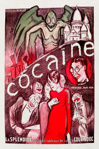 Vintage Vices: Cocaine Black Ornate Wood Framed Art Print with Double Matting by Vintage Vices