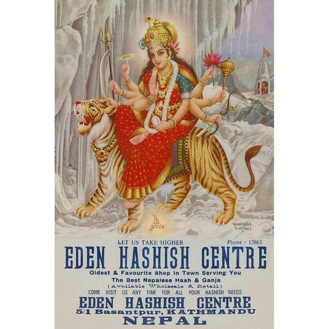 Vintage Vices: Eden Hashish Center White Modern Wood Framed Art Print by Vintage Vices