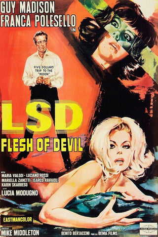 Vintage Vices: LSD: Flesh of the Devil White Modern Wood Framed Art Print with Double Matting by Vintage Vices