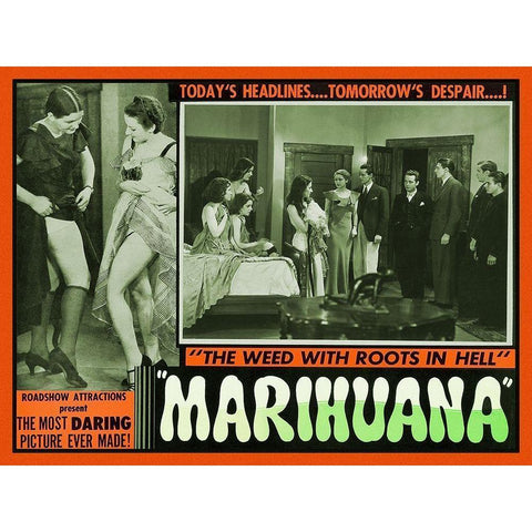 Vintage Vices: Marihuana: The Weed With Roots in Hell White Modern Wood Framed Art Print by Vintage Vices