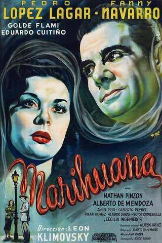 Vintage Vices: Marihuana White Modern Wood Framed Art Print with Double Matting by Vintage Vices