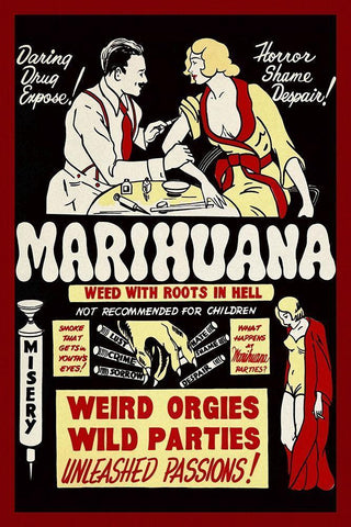 Vintage Vices: Marihuana: Weed with Roots in Hell White Modern Wood Framed Art Print with Double Matting by Vintage Vices