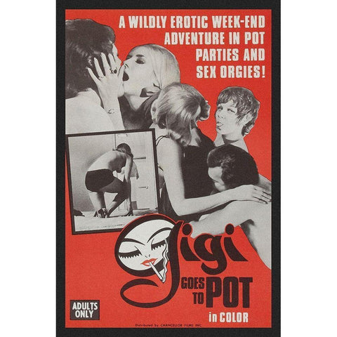 Vintage Vices: Gigi Goes to Pot Black Modern Wood Framed Art Print with Double Matting by Vintage Vices