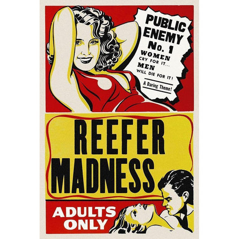 Vintage Vices: Reefer Madness White Modern Wood Framed Art Print by Vintage Vices