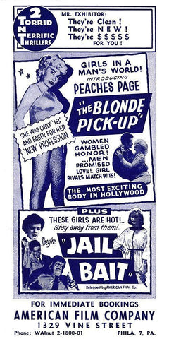 Vintage Vices: Blonde Pick-Up and Jail Bait Black Ornate Wood Framed Art Print with Double Matting by Vintage Vices