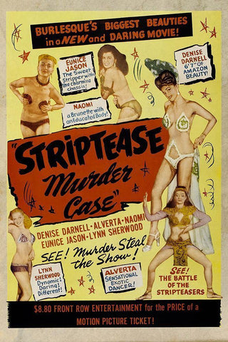 Vintage Vices: Striptease Murder Case Black Ornate Wood Framed Art Print with Double Matting by Vintage Vices