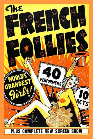 Vintage Vices: French Follies Black Ornate Wood Framed Art Print with Double Matting by Vintage Vices