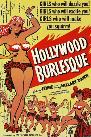 Vintage Vices: Hollywood Burlesque White Modern Wood Framed Art Print with Double Matting by Vintage Vices