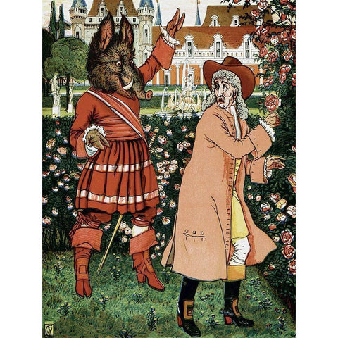 Beauty and the Beast - The Beast in Red Black Modern Wood Framed Art Print with Double Matting by Crane, Walter