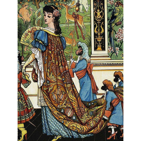 Beauty and the Beast - Beauty Gold Ornate Wood Framed Art Print with Double Matting by Crane, Walter