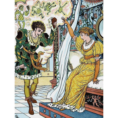 Frog Prince - The Transformation Gold Ornate Wood Framed Art Print with Double Matting by Crane, Walter