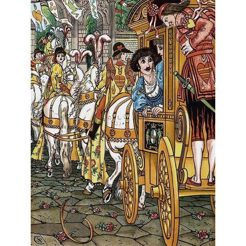 Frog Prince - Procession Gold Ornate Wood Framed Art Print with Double Matting by Crane, Walter