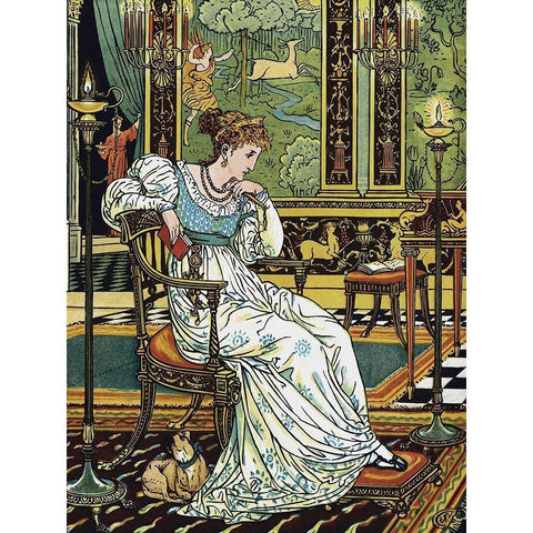 Hind in the Wood - In Thought Black Modern Wood Framed Art Print with Double Matting by Crane, Walter