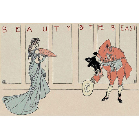 Beauty and the Beast - The Bow Gold Ornate Wood Framed Art Print with Double Matting by Crane, Walter