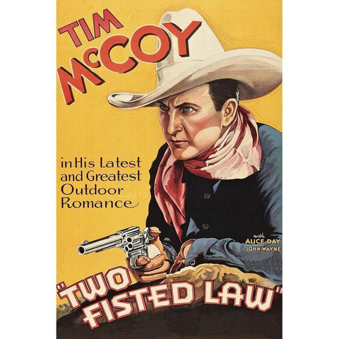 Vintage Westerns: Two Fisted Law White Modern Wood Framed Art Print by Unknown